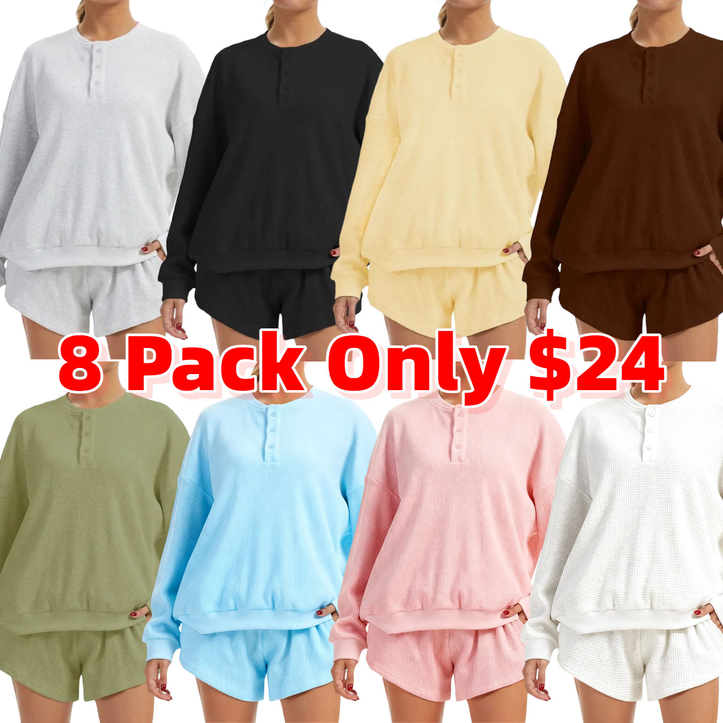 Women's Oversized Waffle Knit Lounge Set