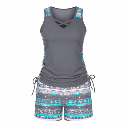 Women's Tummy Control Tankini Set with Shorts