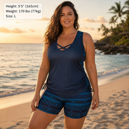Women's Tummy Control Tankini Set with Shorts