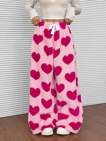 Winter New Vintage Plaid Elastic Straight Loose Thick Warm Casual Pants