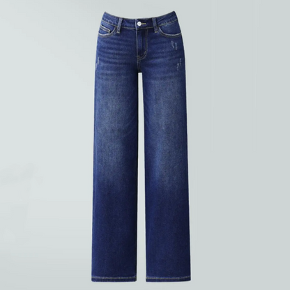 【Free Shipping】Rise Baggy Stretchy Wide Leg Jeans