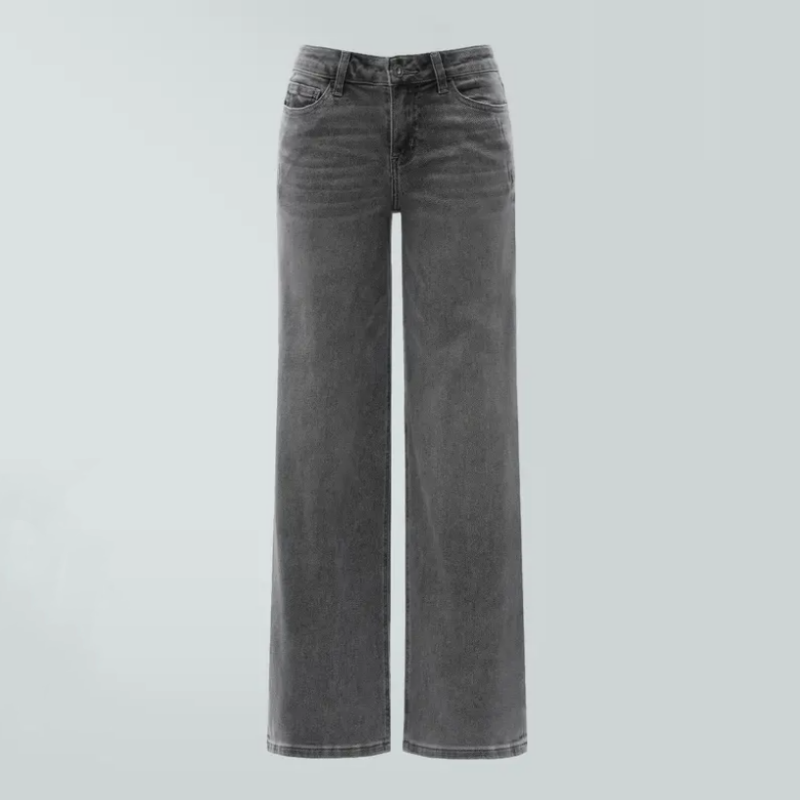 【Free Shipping】Rise Baggy Stretchy Wide Leg Jeans