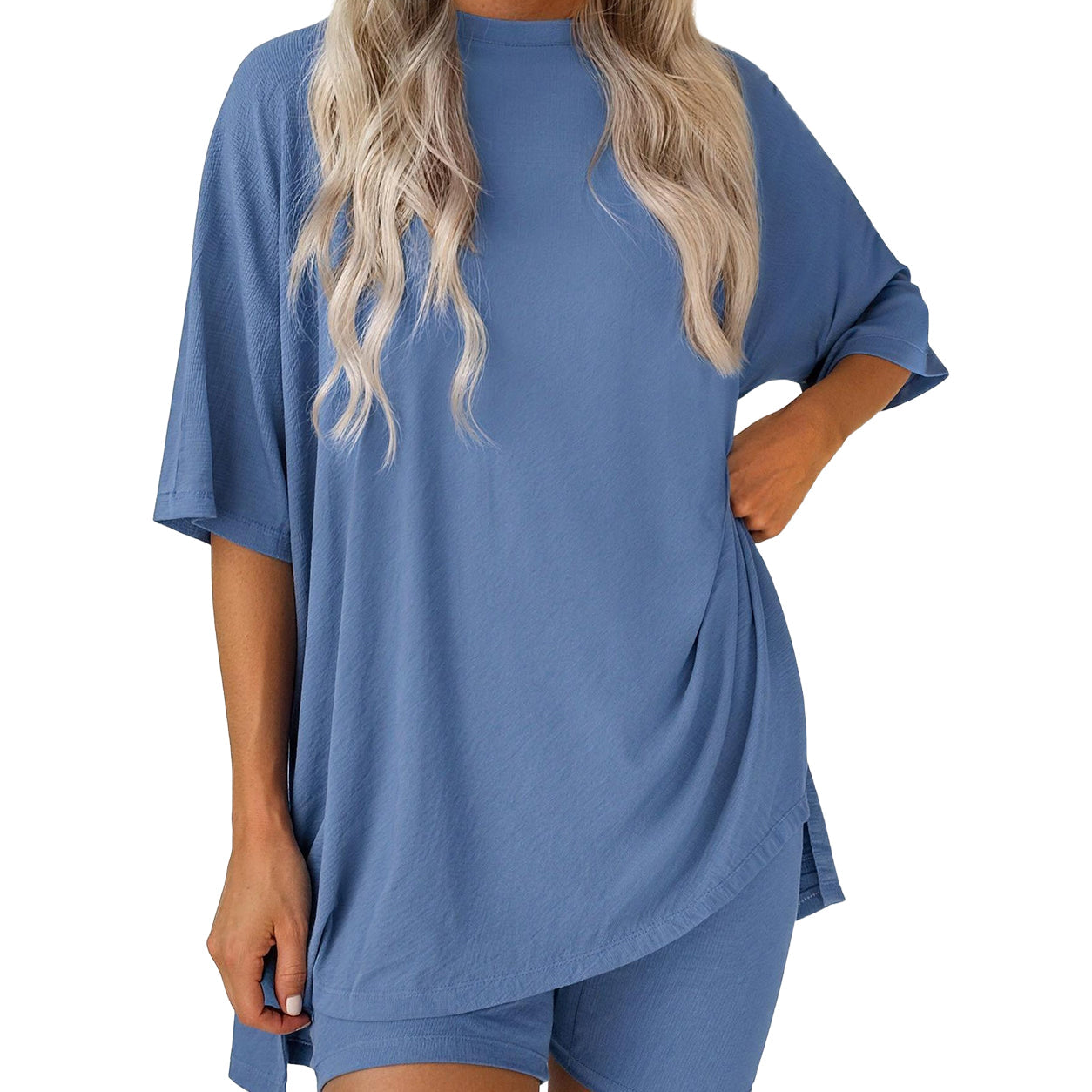 ✨ Women's Summer Lounge Set | Oversized Tee & Biker Shorts Set