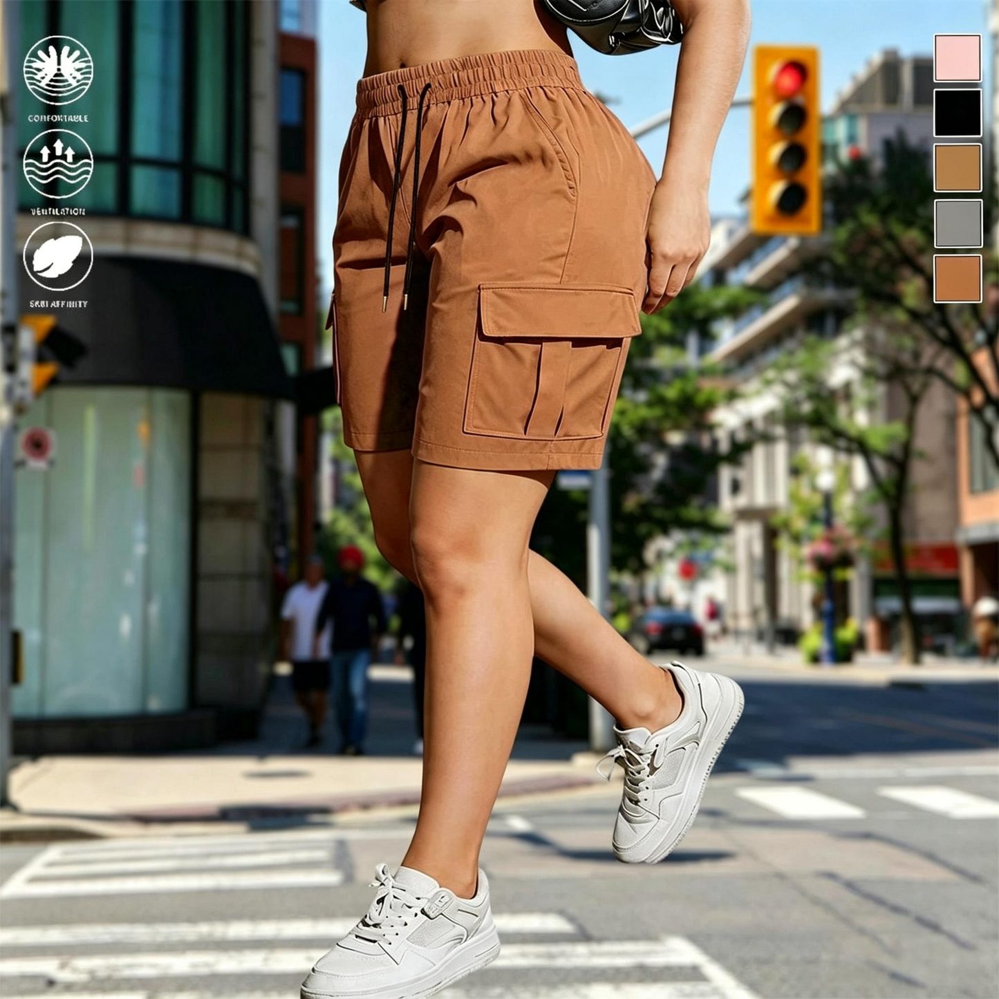 Women’s outdoor cargo shorts—multi-pocket design