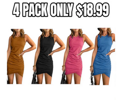 Women's solid color pleated wrap dress