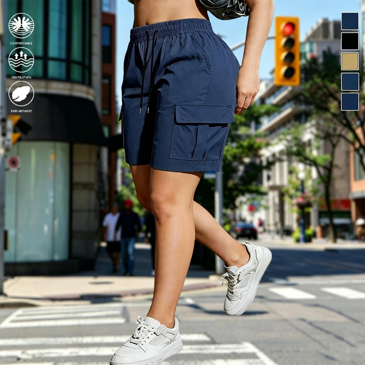 Women’s outdoor cargo shorts—multi-pocket design