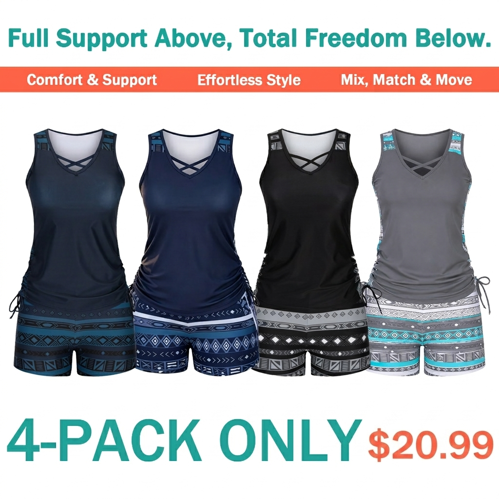 Women's Tummy Control Tankini Set with Shorts