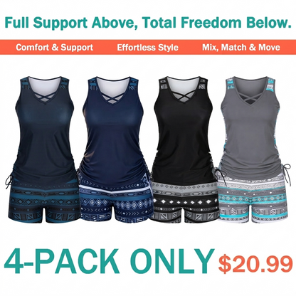 Women's Tummy Control Tankini Set with Shorts