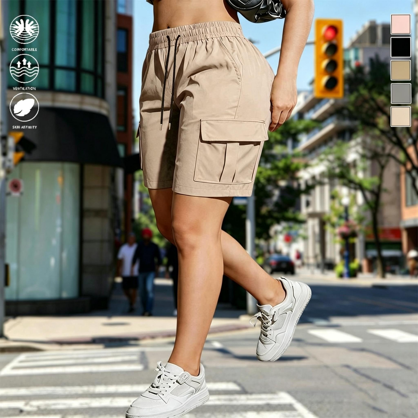 Women’s outdoor cargo shorts—multi-pocket design