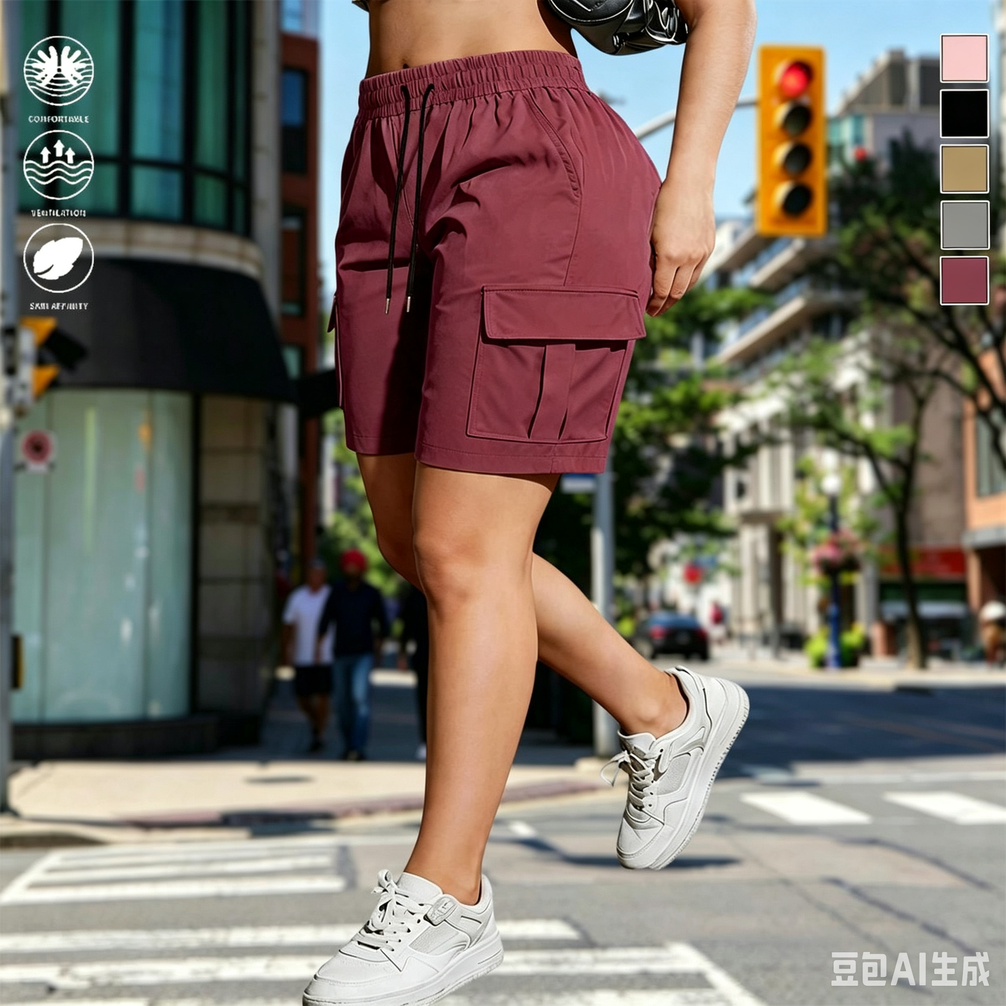 Women’s outdoor cargo shorts—multi-pocket design