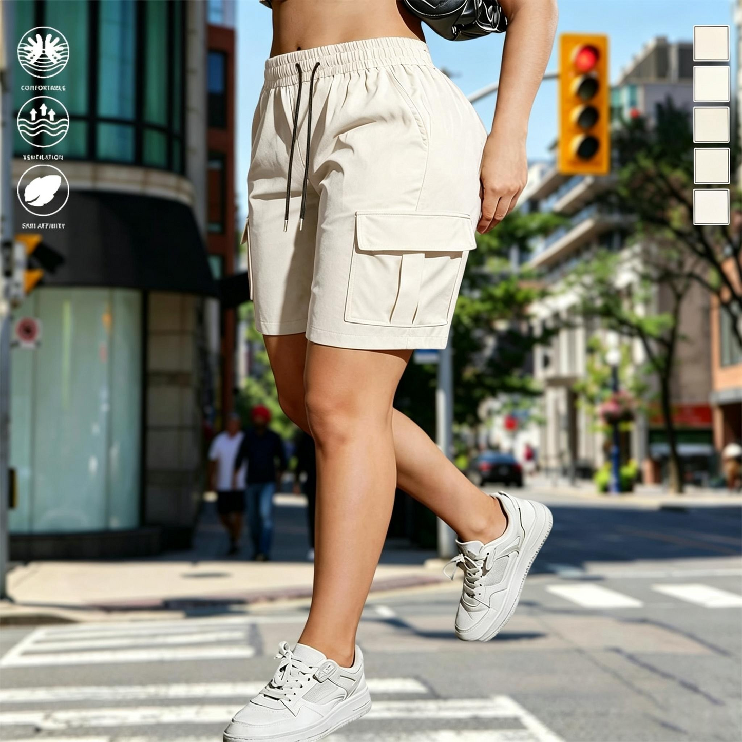 Women’s outdoor cargo shorts—multi-pocket design