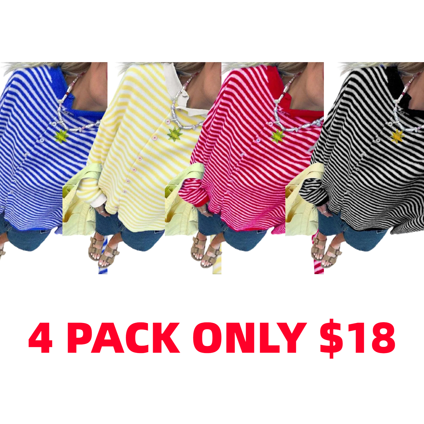 Women's Striped Sweater Cardigan
