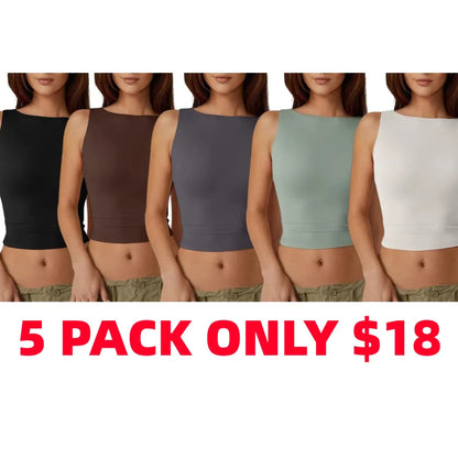 Women's Sexy Open Back Sleeveless Crop Tank